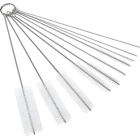 10er-pack Nylon-reinigungsbürsten Für Schläuche, Pfeifen, Strohhalme, Brillen, Tastaturen Und Schmuck (weiß)