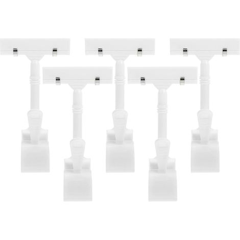 Set Mit 5 Kunststoffclips Für Preisschilder Und Werbeaufsteller. – 16 X 7,7 X 3,1 Cm – Weiß