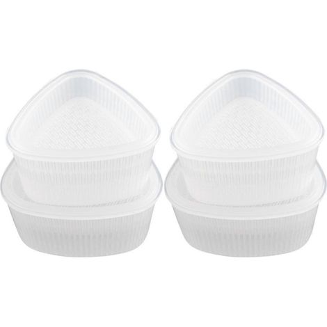 Set Mit 4 Dreieckigen Reisbällchenformen Für Sushi, Groß Und Klein – 8 X 8 Cm – Weiß
