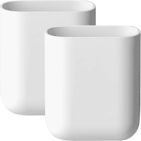Set Mit 2 Wandmontierten Zahnbürstenhaltern, Kein Bohren Erforderlich, Badezimmeraufbewahrung Und Schminkablage – 11,00 X 9,10 X 5,80 Cm – Weiß