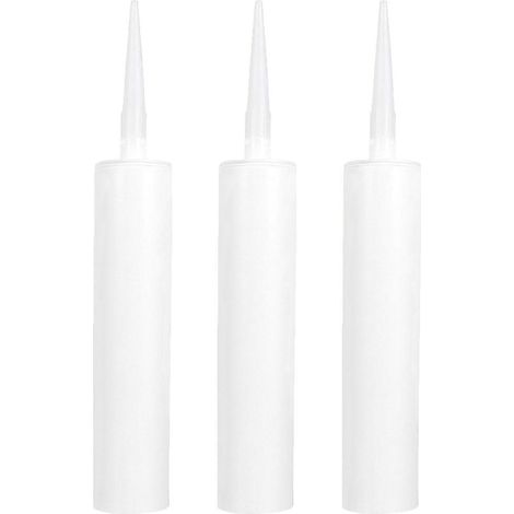 Packung Mit 3 Leeren Und Wiederbefüllbaren Dichtmittelkartuschen – 33,00 X 4,60 X 4,60 Cm – Weiß
