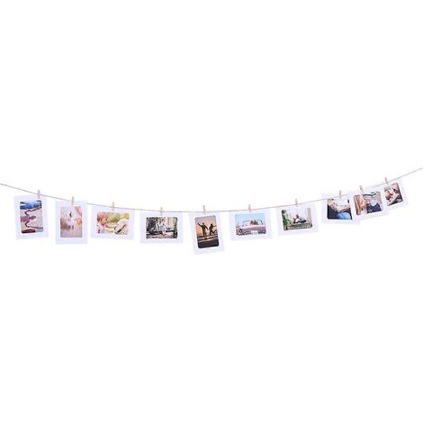 10 Retro-fotorahmen Aus Kraftpapier, 18 Cm (7 Zoll), Mit Schnur Und Klammern (weiß) - Weiß
