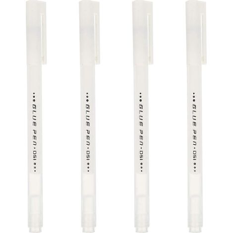 Set Mit 4 Stiftförmigen Klebestiften, Schnelltrocknend Und Hochviskos, Kreatives Schulmaterial – 14,5 X 1,7 X 0,8 Cm – Weiß