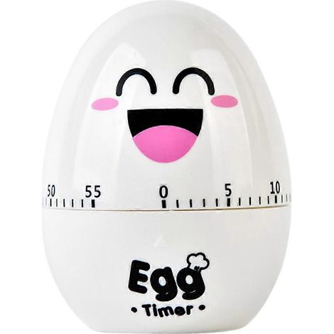 Eiförmiger, Drehbarer Mechanischer Timer, Manueller Küchentimer (weiß) – 6,5 X 6,5 Cm – Weiß