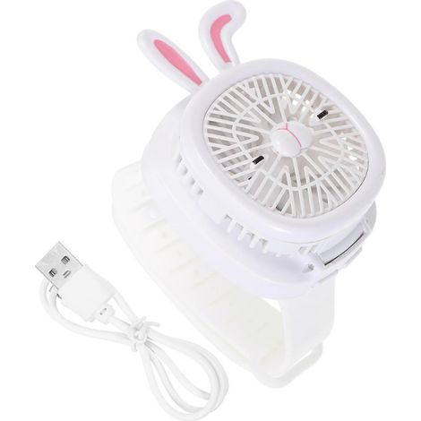 Tragbare Kinder-ventilatoruhr Mit Armband, Usb-aufladbar. – 25 X 5 Cm – Weiß