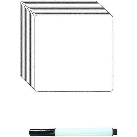 Set Mit 12 Selbstklebenden, Ablösbaren Und Trocken Abwischbaren Whiteboard-etiketten, Inklusive Stift. – 10 X 10 Cm – Weiß