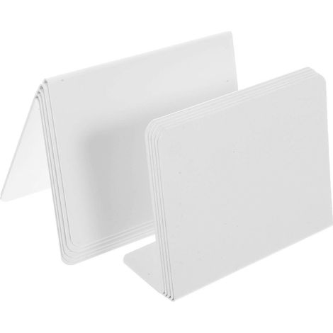 Set Mit 10 Abwischbaren Namensschildhaltern Aus Acryl, Tischaufsteller Aus Acryl – 10,00 X 7,60 X 5,50 Cm – Weiß