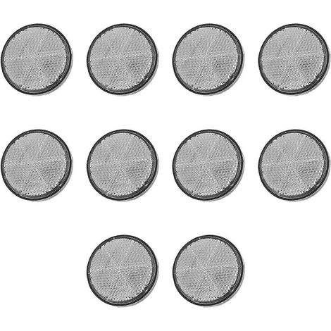 Set Mit 10 Universellen Runden Reflektoren Für Motorräder, Roller Und Mopeds – 5,6 X 5,6 Cm – Weiß