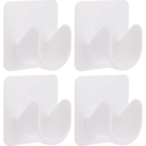 Set Mit 4 Selbstklebenden Haken Zur Befestigung Von Duschvorhangstangen Und Spannstangen (ohne Bohren). – 4,20 X 4,20 X 2,00 Cm – Weiß