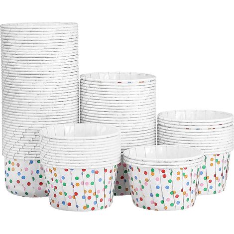 Cabilock 100er-packung Einweg-dessertbecher Aus Papier Mit Polka-dot-muster Für Eisbecher Und Eiscreme