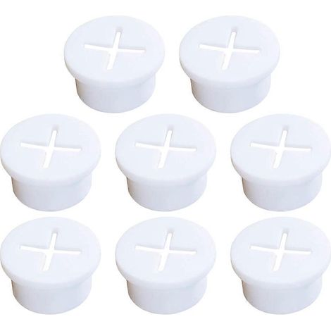 Set Mit 8 Weißen Kabeldurchführungen Aus Gummi Für Möbel Und Kabel, Lochabdeckungen Für Den Heimgebrauch – 2,90 X 2,90 X 1,00 Cm – Weiß