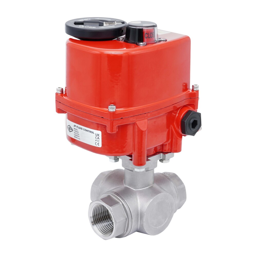 Rp 1-1/2'' L-Port 3-Wege Edelstahl-Kugelhahn mit elektrischem Antrieb 100-240 V AC Bild 3