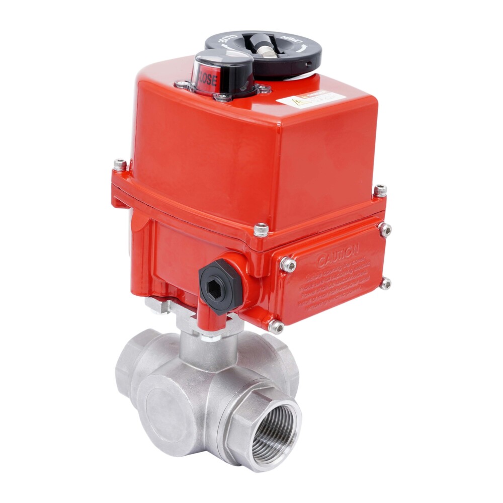 Rp 1-1/2'' L-Port 3-Wege Edelstahl-Kugelhahn mit elektrischem Antrieb 100-240 V AC Bild 4