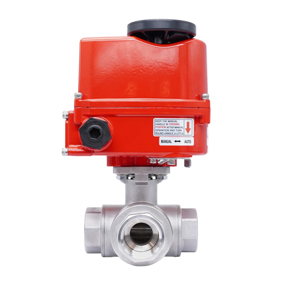 Rp 1-1/2'' L-Port 3-Wege Edelstahl-Kugelhahn mit elektrischem Antrieb 24 V AC/DC Bild 5