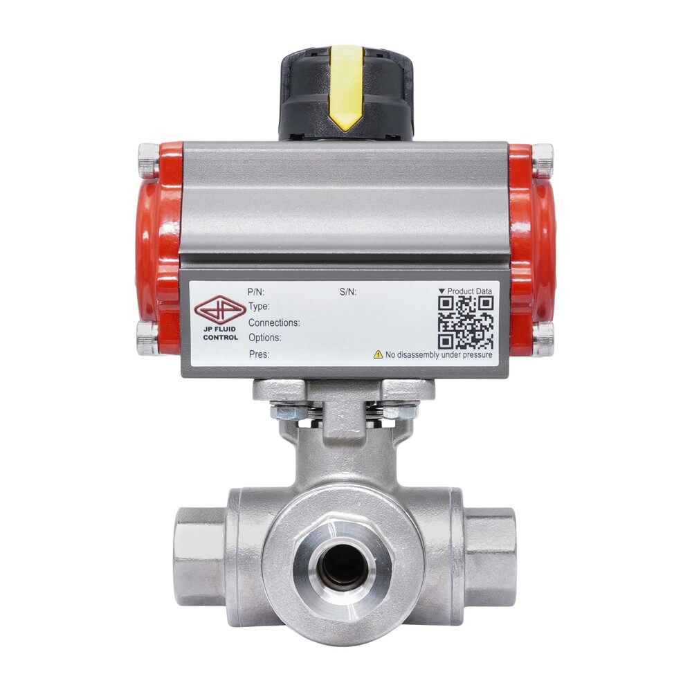 Rp 1-1/2'' T-Port 3-Wege Pneumatischer Edelstahl-Kugelhahn Doppeltwirkend Bild 5