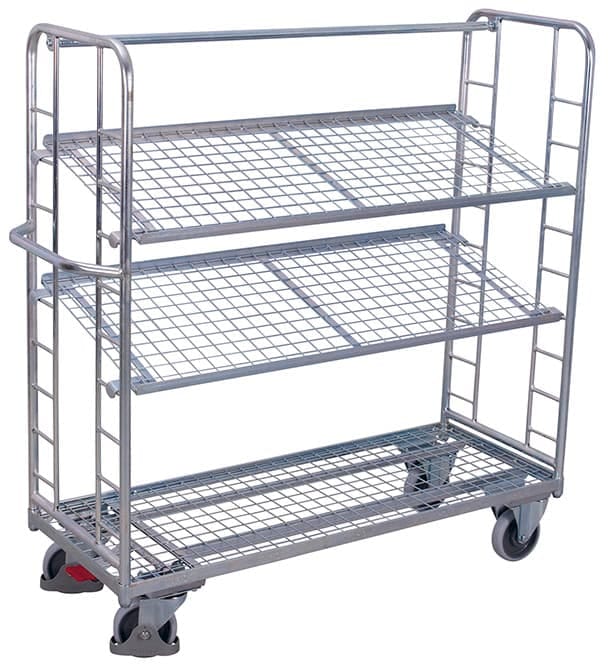 VARIOfit Etagenwagen mit 3 Drahtgitterböden verzinkt 1.355 x 550 mm