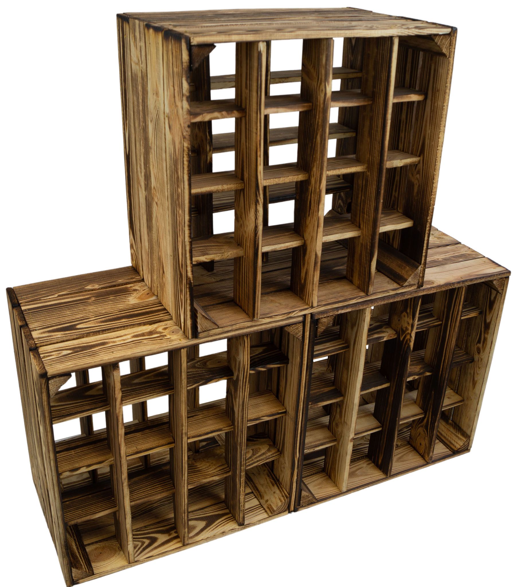 2er Set Geflammtes Weinregal 16er 40cmx40x27cm Obstkiste Weinkiste Weinhalter