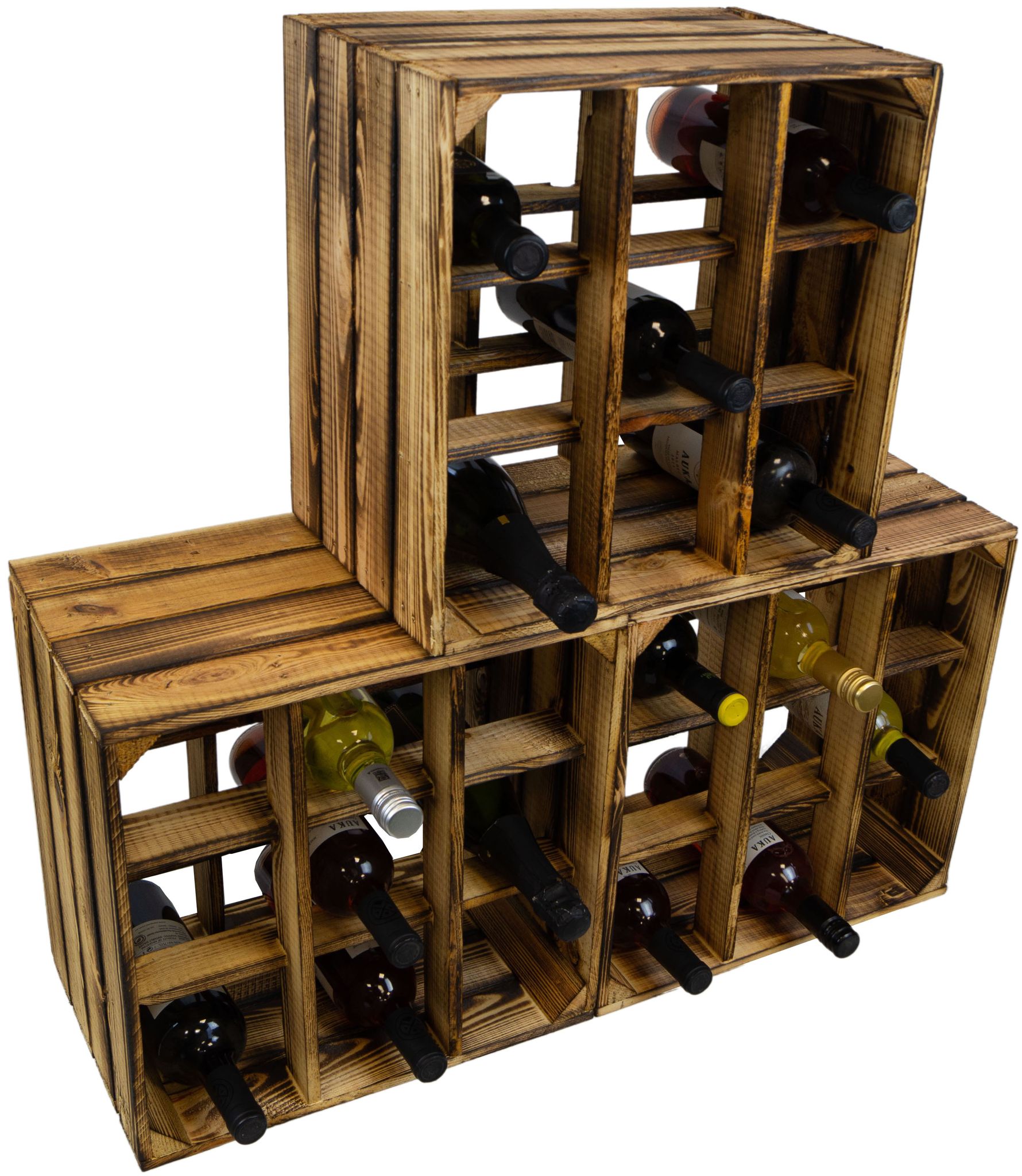 3er Set Weinregal 9er Geflammt Flaschenregal Weinschrank Weinablage Flaschenkiste (auch Für Große Flaschen)