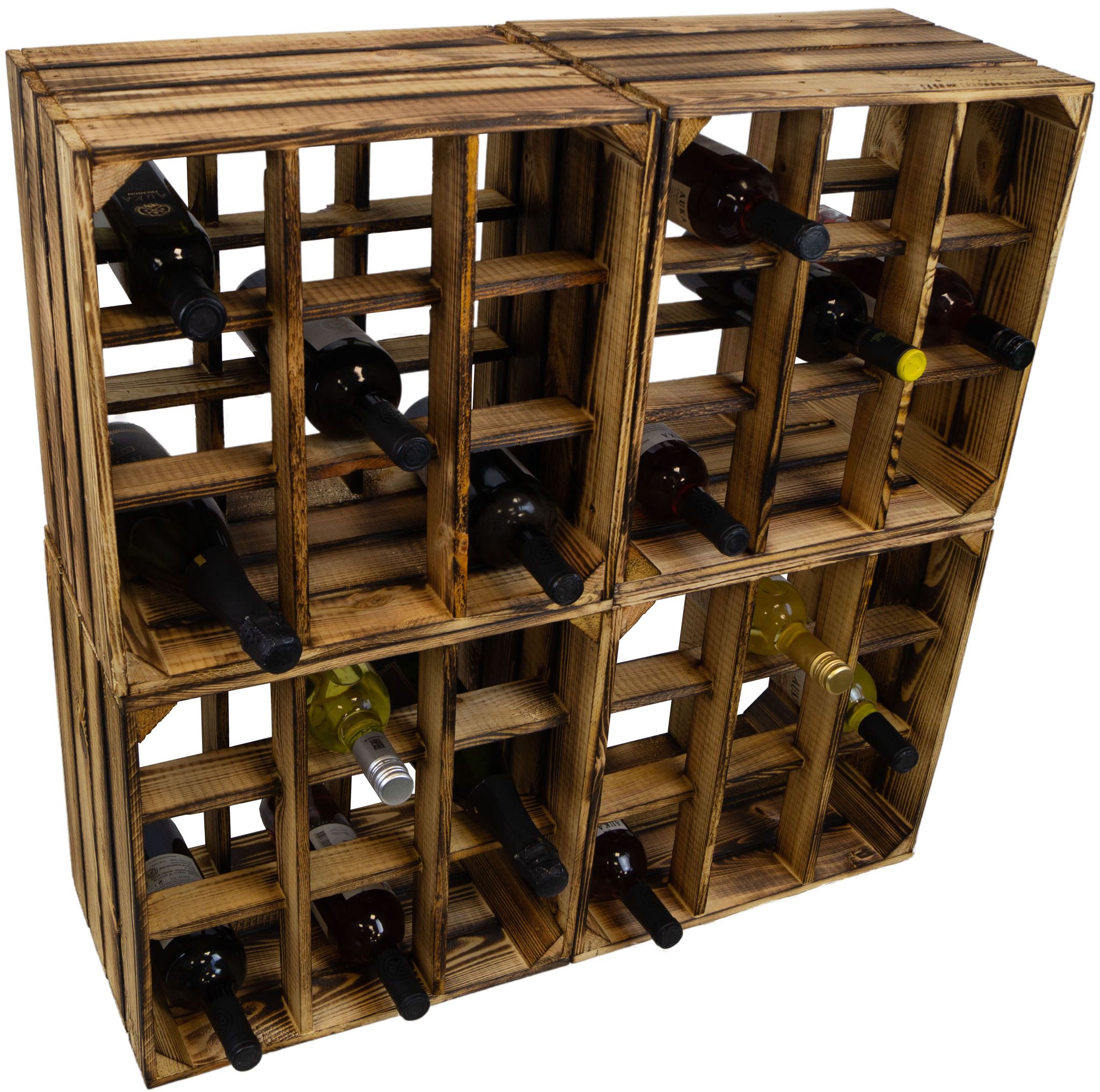 4er Set Weinregal 9er Geflammt Flaschenregal Weinschrank Weinablage Flaschenkiste (auch Für Große Flaschen)