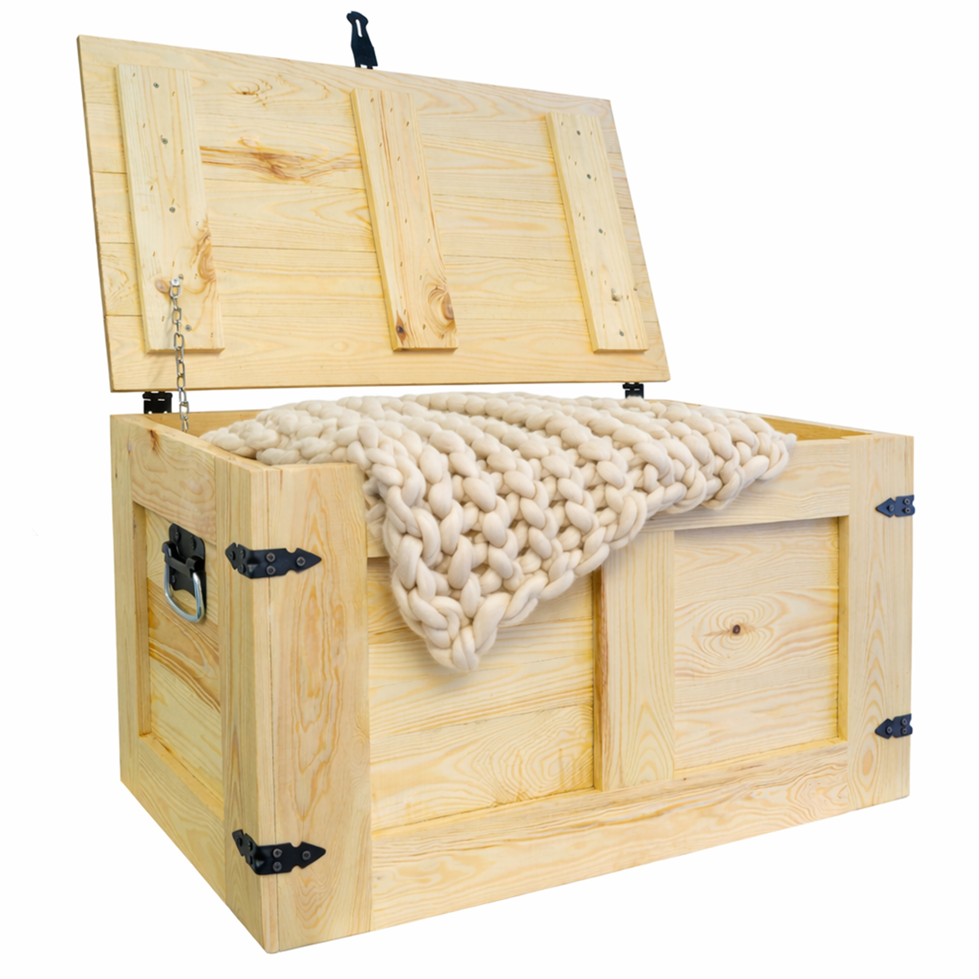 Grosse Holztruhe Oskar Natur 80x45x47cm