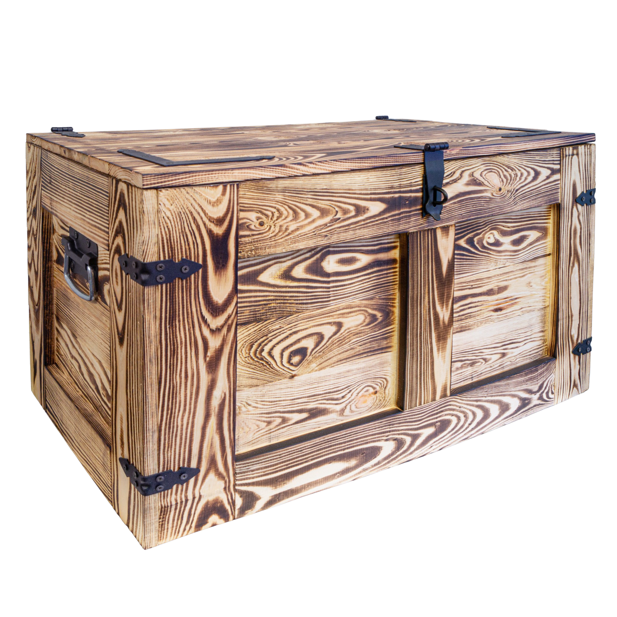 Grosse Geflammte Holztruhe Oskar 80x45x47cm