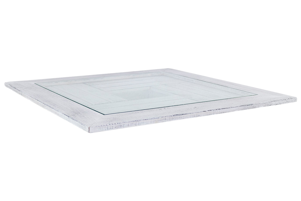 Tischplatte Shabby Weiss Mit Glas Und Shabby Rahmen 85x85cm