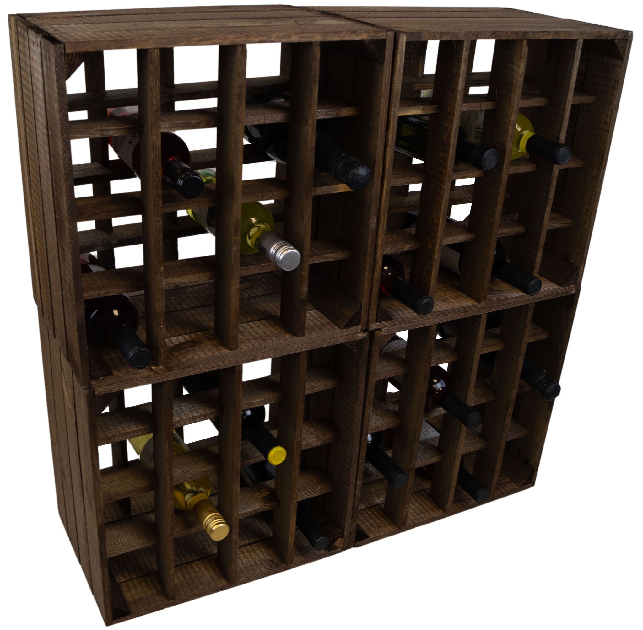 4er Set Weinregal 16er Dunkel Abstellregal Weingestell Fächer Flaschenregal Weinschrank Flaschenablage
