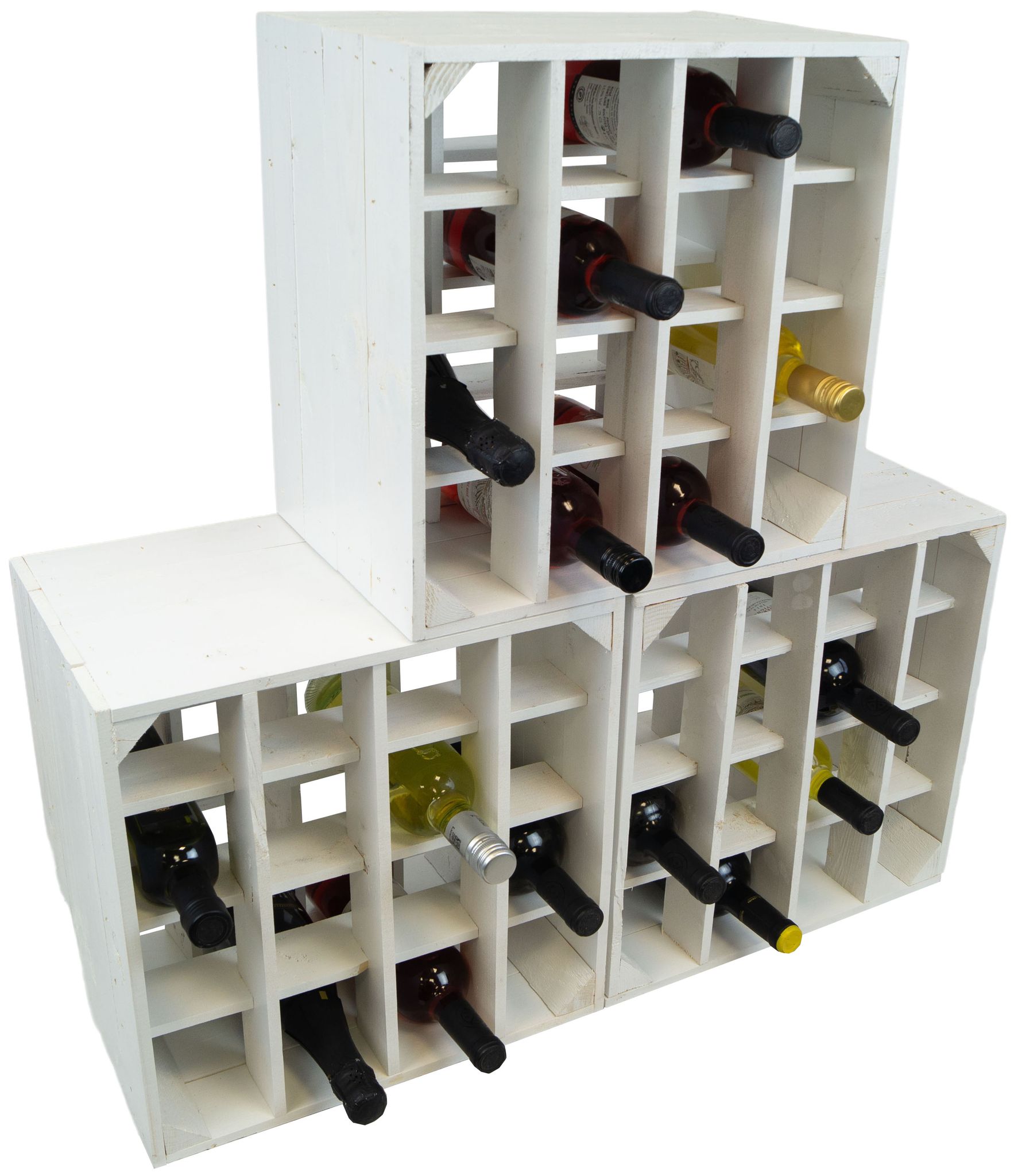 3er Set Weinregal 16er Weiss Abstellregal Weingestell Fächer Flaschenregal Weinschrank Flaschenablage