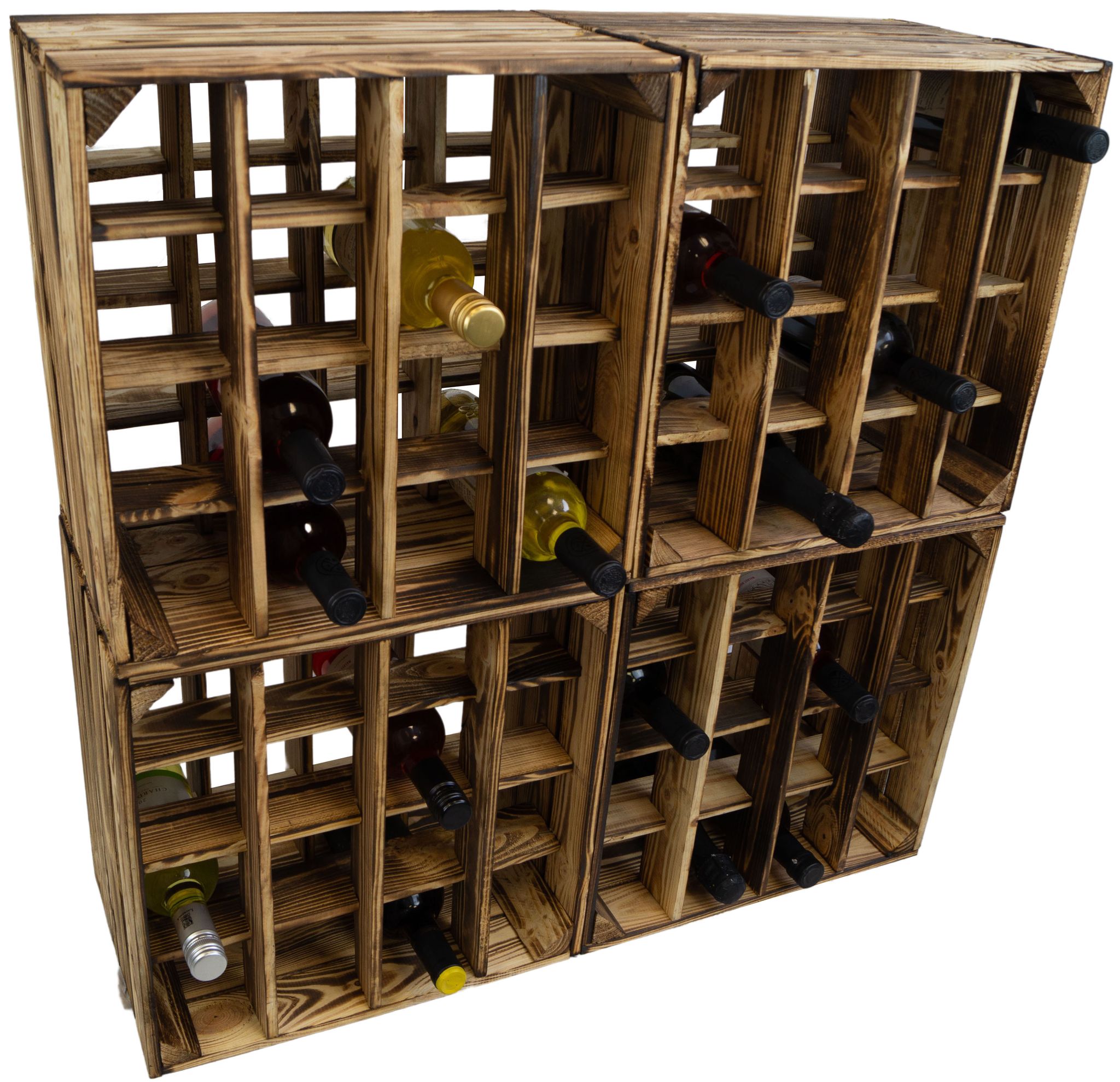 4er Set Weinregal 16er Geflammt Abstellregal Weingestell Fächer Flaschenregal Weinschrank Flaschenablage