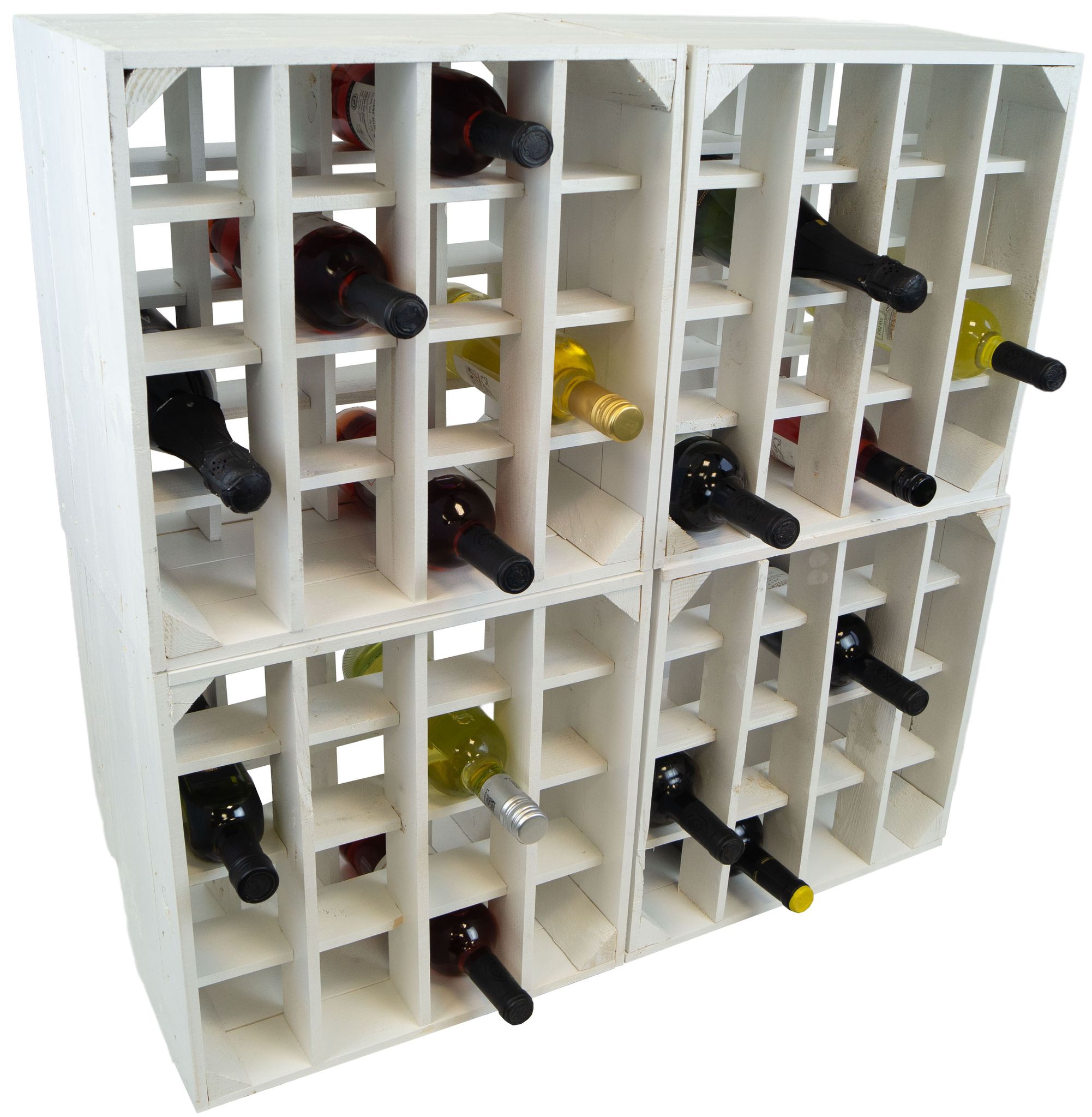4er Set Weinregal 16er Weiss Abstellregal Weingestell Fächer Flaschenregal Weinschrank Flaschenablage