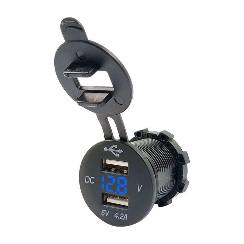 Usb-zigarettenanzünder, Doppel-usb-buchse, Wasserdichte 5v/4,2a Kfz-ladebuchse Mit Led-anzeige Für 12v/24v Fahrzeuge, Lkws, Wohnwagen, Boote, Motorräder Und Schiffe