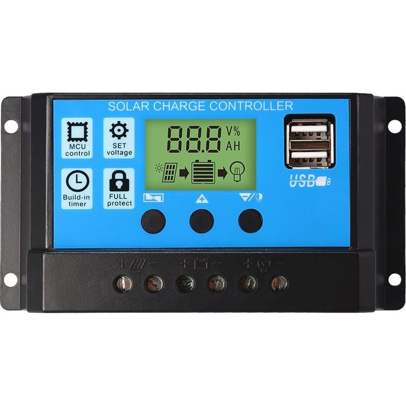 12v/24v 20a Solarpanel-laderegler Mit Lcd-bildschirm, Pwm Und Usb-anschluss