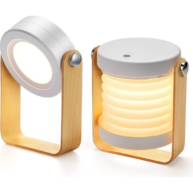 Led-nachttischlampe Mit Touch-funktion Und Dimmfunktion, Vintage-schreibtischlampe Mit Holzgriff, 3 Helligkeitsstufen, Tragbare, Faltbare Tischlampe Mit Touch-funktion Fürs Schlafzimmer