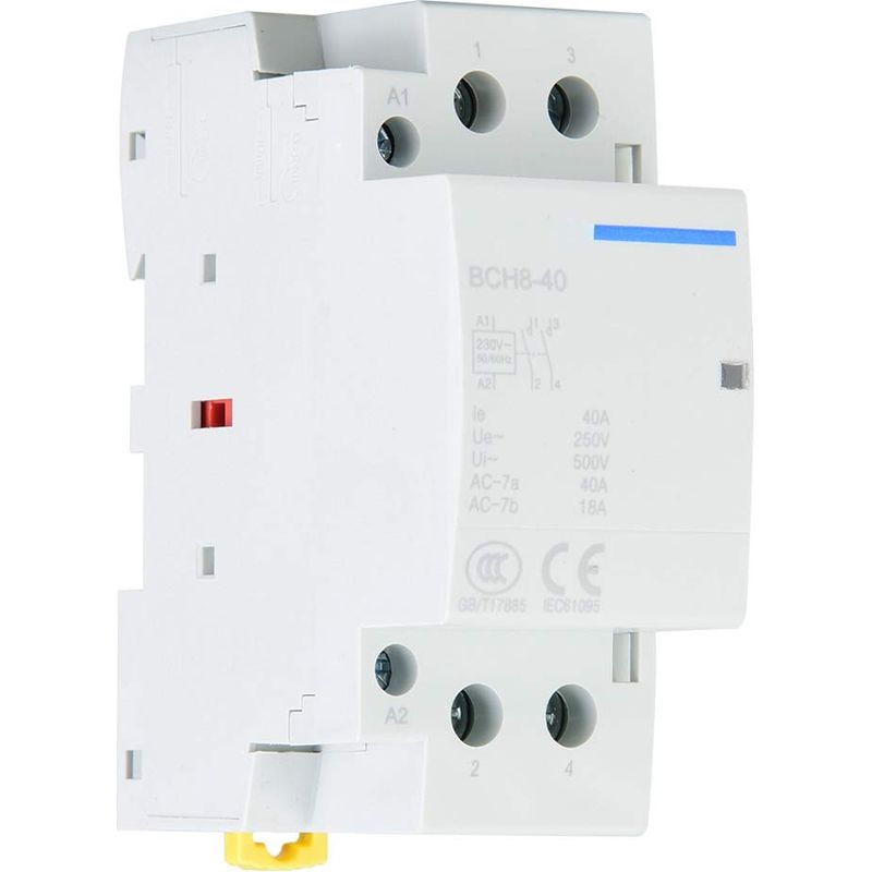 Automatischer Haus-wechselstromschütz, 2-polig, 40 A, 2 Schließer, 220 V/230 V, 50/60 Hz, Bidirektional, 35-mm-din-schienenmontage, Normalerweise Offen