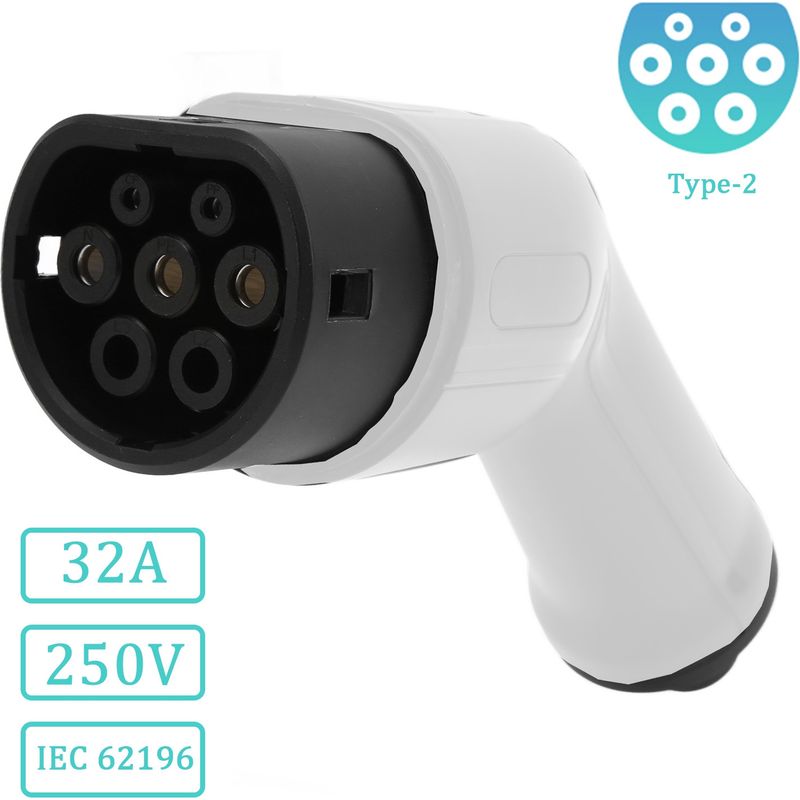 Ev + Ladekabelstecker Für Elektroautos Typ 2 Auf Typ 2 Iec 62196, Ersatzstecker Für Ladekabel Für Elektroautos, 3-phasig 32a (22 Kw)