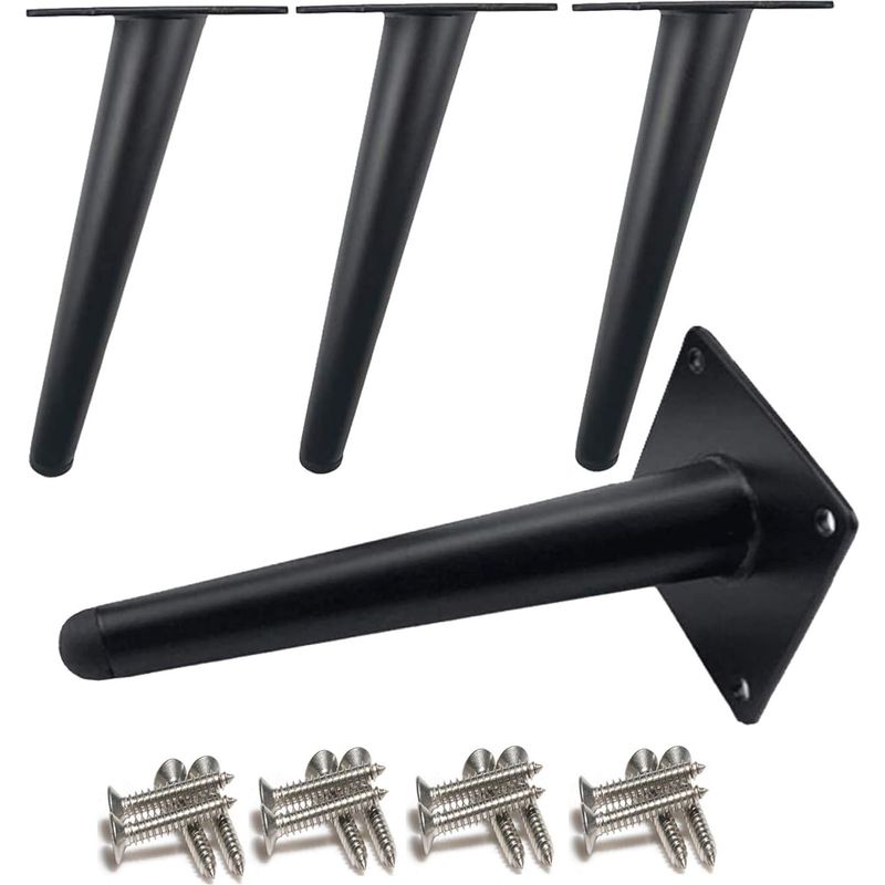 Schwarze, Abgewinkelte Möbelfüße Aus Metall, 30 Cm – 4er-set – Geräuschlose, Rutschfeste Unterseite Für Sofas Und Tische
