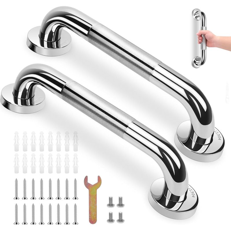 Set Mit 2 Haltegriffen Aus Edelstahl 304 Mit Rutschfestem Griff Für Badewanne, Wc, Badezimmer, Treppengeländer, 30 Cm