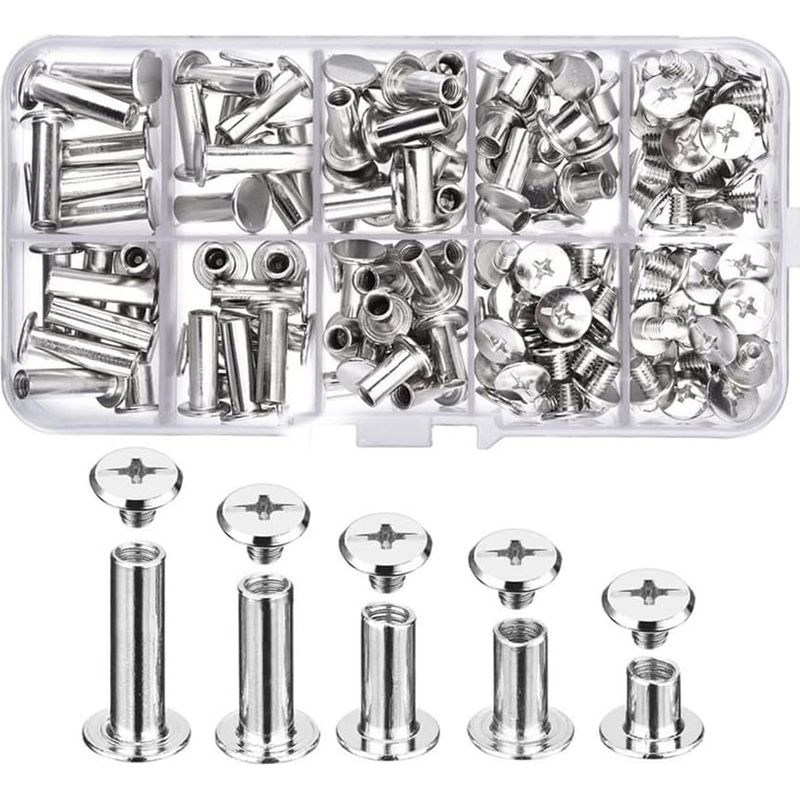 80 Sets Chicago-schrauben In 5 Größen (6, 10, 12, 15, 18 Mm) – Bindeschrauben, Nieten, Bolzen, Nieten Für Leder, Buchbinderei, Alben Und Diy-projekte