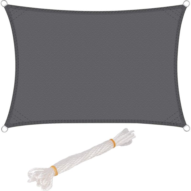 Rechteckiges Sonnensegel 4x6 M, Wasserdicht, Uv-beständig, Winddicht, Polyester Mit Uv-schutz, Für Garten, Terrasse, Camping, Grau