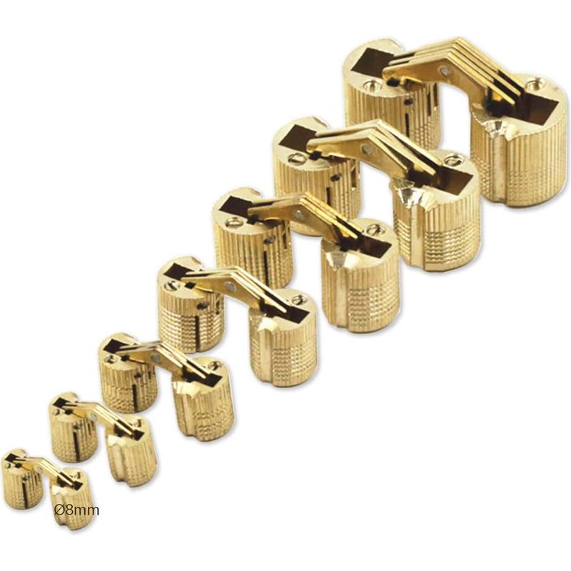 Mini-zylinderscharniere 8 Mm Für Schranktürpaneelverbindungen, Kleine Diy-boxen, Handgefertigte Verdeckte Scharniere In Mattem Messing, 180 Grad Öffnungswinkel, 8 Stück
