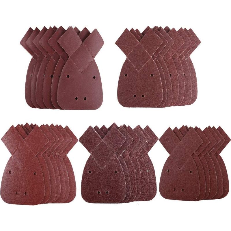 Schleifscheiben 170x140x95mm, 50 Stück, 5 Verschiedene Schleifblätter Mit Befestigungselementen, Verschleißfest, Schleifpapier Für Black & Decker Schleifmaschinen 40/80/120/180/240