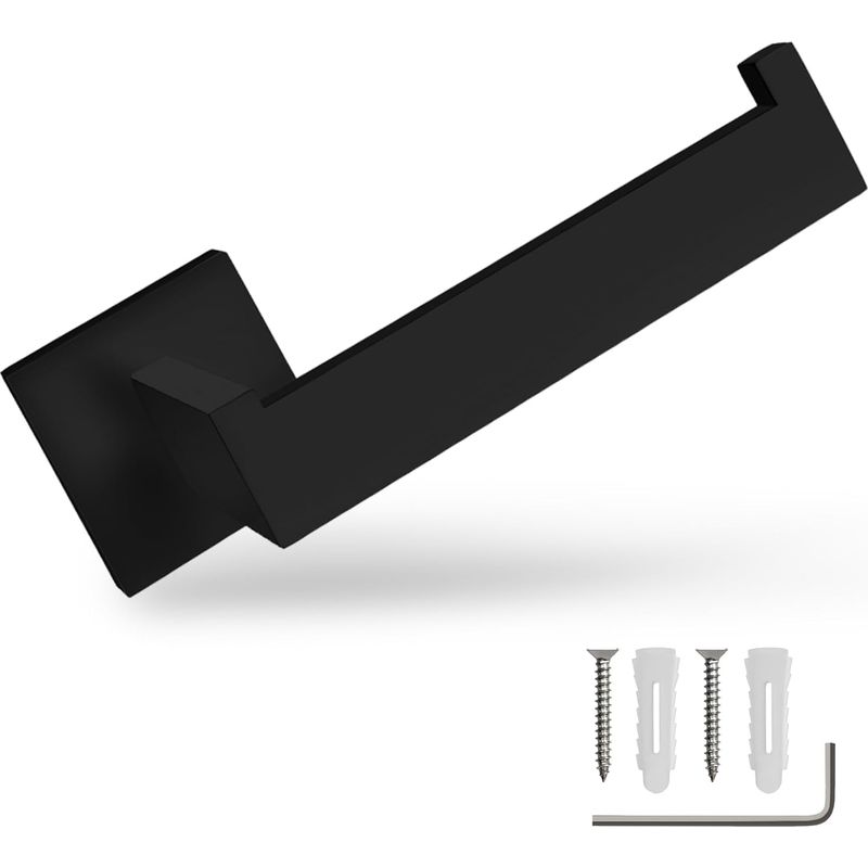 Wandmontierter Toilettenpapierhalter Aus Schwarzem Edelstahl 304, Geradliniges Design, Offene Halterung Gegen Herunterfallen, Inklusive Befestigungsmaterial