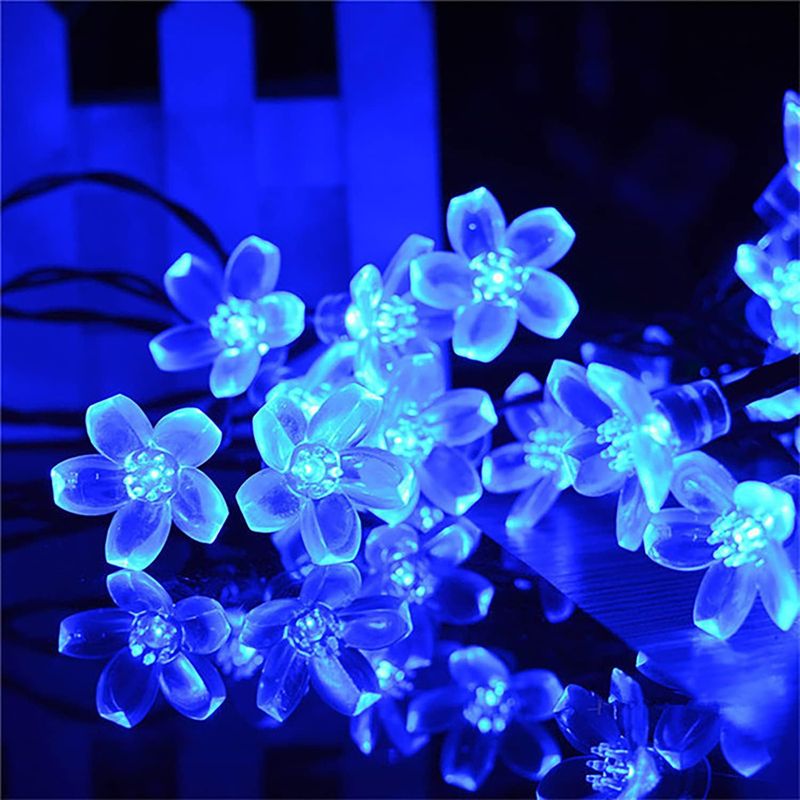 100 Led Solar-lichterkette In Kirschblütenform, 12 M, 8 Modi, Wasserdicht, Für Garten, Terrasse, Hof, Party, Weihnachtsdekoration, Blau