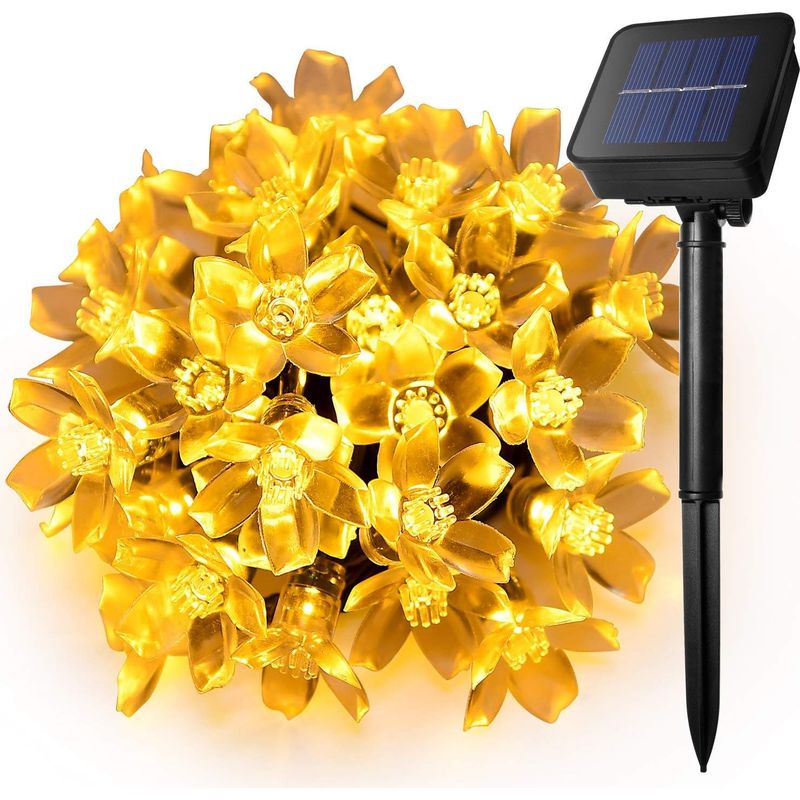 30 Led-solar-lichterkette In Kirschblütenform, 6,5 M, 8 Modi, Wasserdicht, Für Garten, Terrasse, Hof, Partys, Weihnachtsdekoration, Gelb