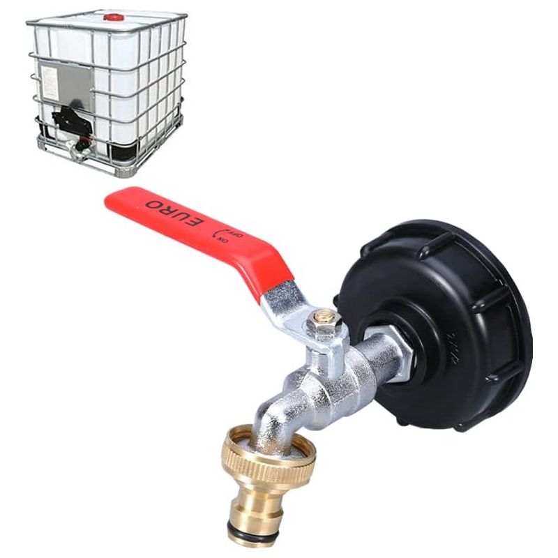 Tankadapter (hahn Aus Aluminiumlegierung Und Auslauf Aus Messing) Für Ibc 3/4"-gewindeanschluss, 1000-liter-tankhahn, Regenwassernutzungshahn, Auslasshahn, Ventilverschraubung, Rohrverschraubungen