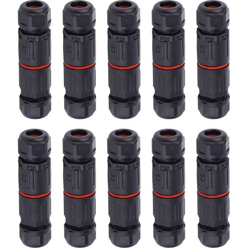 Ip68 Wasserdichtes Elektrokabel, 3-poliger Stecker, Außenstecker, 0,5 Mm² Bis 2,0 Mm², 10 Stück