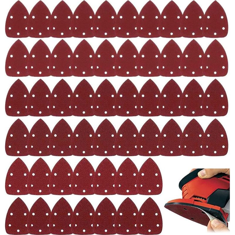 60 Stück Schleifpapier, Schleifdreiecke, Mausschleifer, Quetschschleifmittel, Klettverschluss, Verschiedene Körnungen: 40, 60, 80, 100, 120, 150, 180, 240, 320, 400