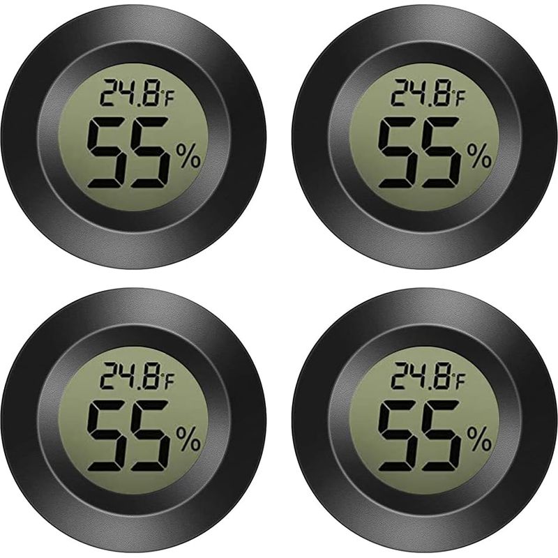 Mini-hygrometer, 4er-pack, Kleines Digitales Thermometer-hygrometer Zur Messung Der Luftfeuchtigkeit Im Innen- Und Außenbereich, Geeignet Für Auto, Gewächshaus, Haus, Keller, Schwarz