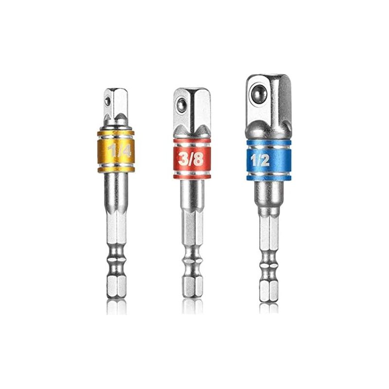 3 Sechskant-steckschlüsselhalter - 1/4", 1/2", 3/8" - Adapter Und Verlängerungsverbinder.