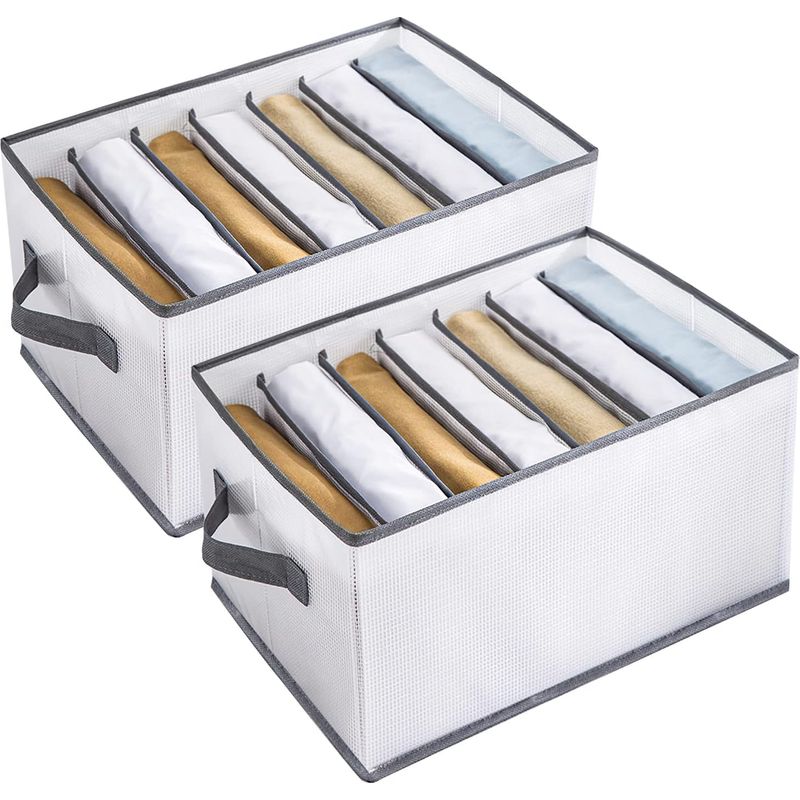 Kleideraufbewahrungsset, 2-teilig, Faltbare Schubladenbox Mit 7 Fächern, Multifunktionale, Faltbare Kleiderschrank-organizer Mit Griff Für T-shirts, Jeans Und Hosen